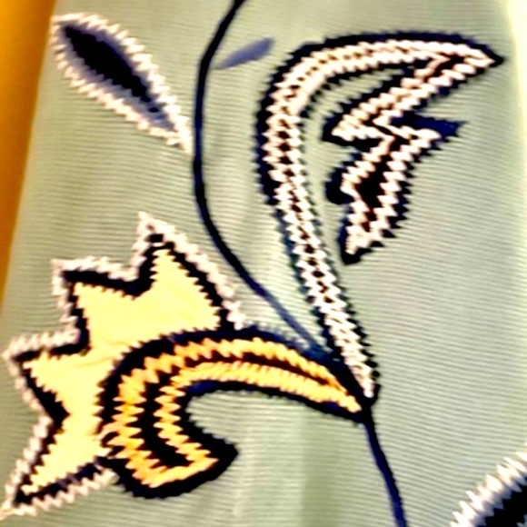 INDIGO MOON DARK SKY BLUE W MULTICOLORED EMBROIDERED FLORALS w CROCHETED ACCENT - Picture 5 of 7